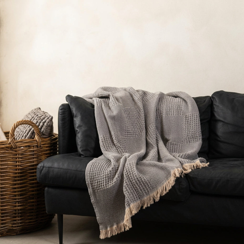 Waffle Patchwork Throw Blanket