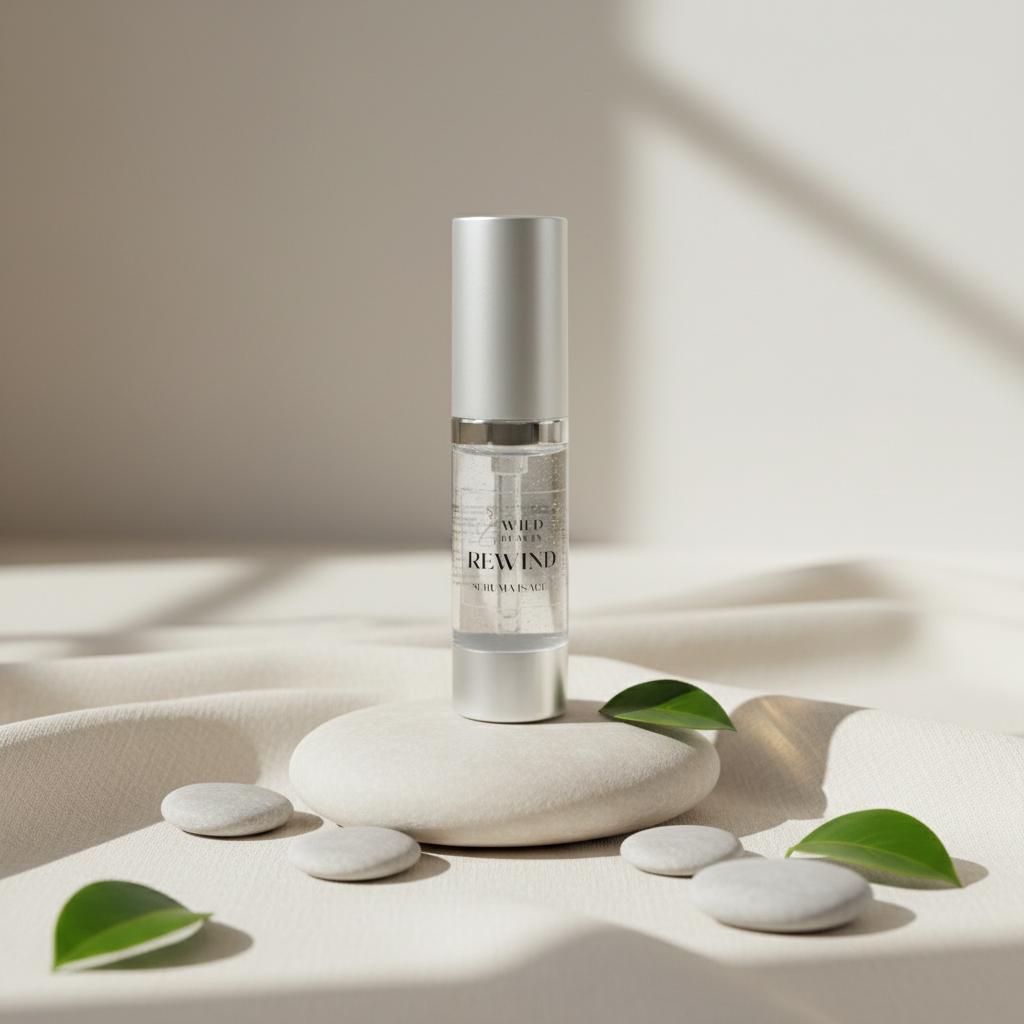 Rewind Collagen Serum with spa background